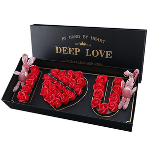 Mother's Day Luxury Rectangular Flower Box Preserved Valentine's Day Box With Word Deep Love I Love You Rose Mom Florist Box