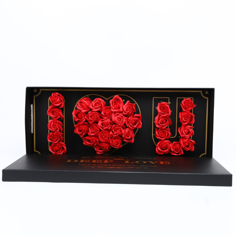 Mother's Day Luxury Rectangular Flower Box Preserved Valentine's Day Box With Word Deep Love I Love You Rose Mom Florist Box