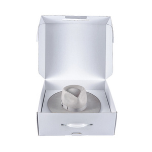 Custom White Cardboard Cap Fedora Mail Box Custom Hat Shipping Box Packaging Fedora Hat Boxes With Ribbon Handle