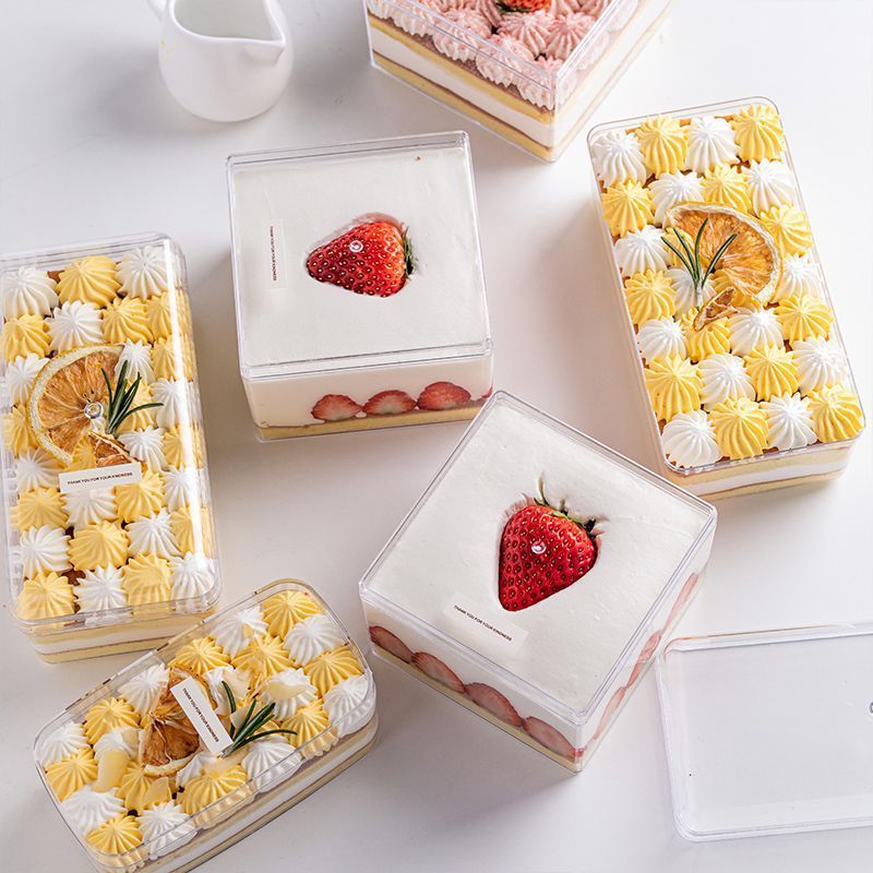 Pieces Clear Acrylic Plastic Square Cube Tiramisu Cake Small Acrylic Dessert Box Storage Containers with Lid