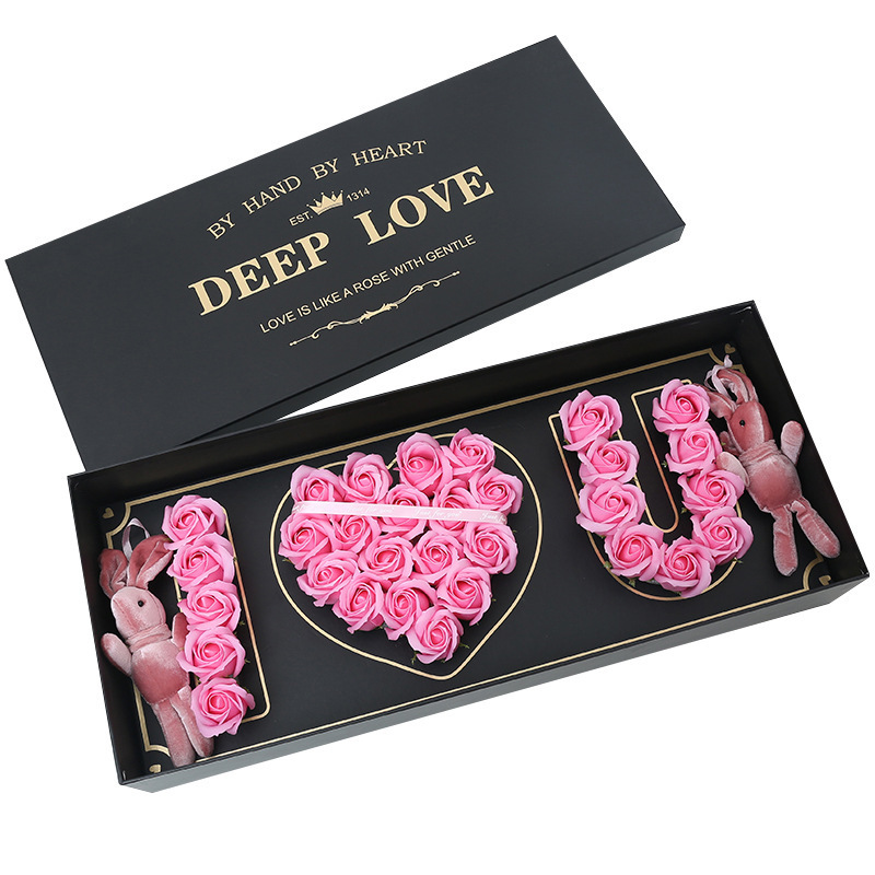 Mother's Day Luxury Rectangular Flower Box Preserved Valentine's Day Box With Word Deep Love I Love You Rose Mom Florist Box