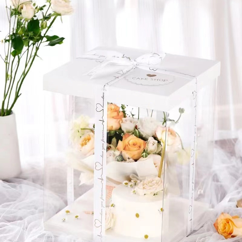 High Quality 3 In 1 Wedding Cake Box Designs Clear Cake Gift Box Ready To Ship 4-12 Inch Plastic Clear Packaging Cake Box