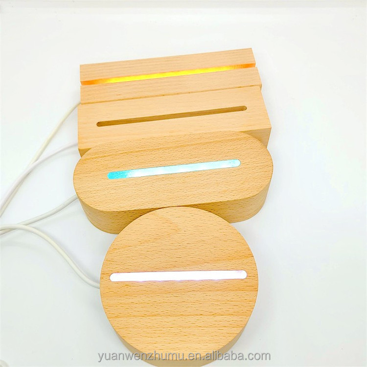 Wholesale round oval rectangular led wooden base graffitable message board clear Acrylic LED night light for bedroom