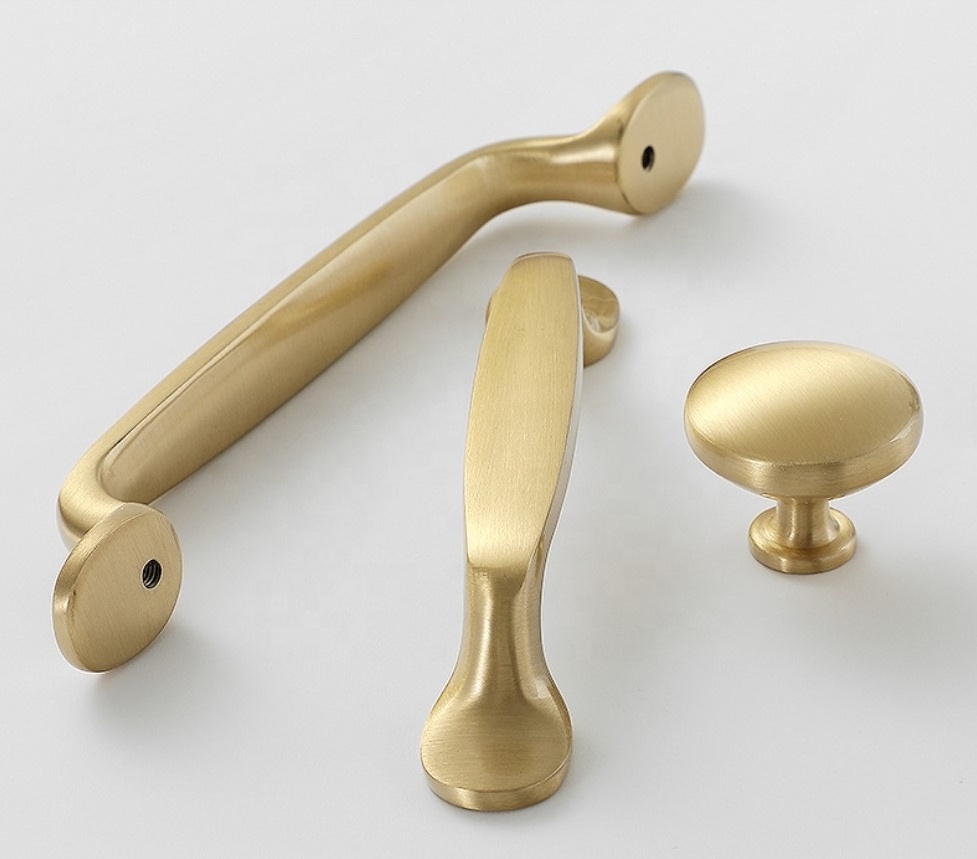 Hot sale modern brushed brass gold kitchen cabinet handles and pulls