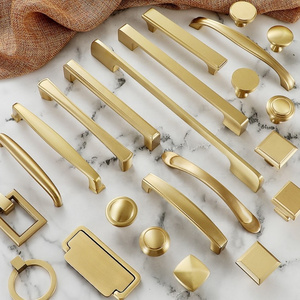 Hot sale gold brushed brass cabinet pulls handles furniture pull drawer knob