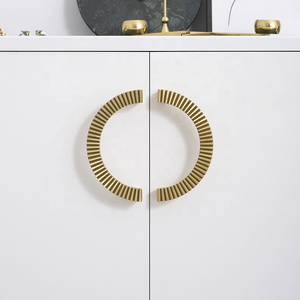 Hot sale kitchen bathroom semicircle half moon brass gold luxury cabinet handle