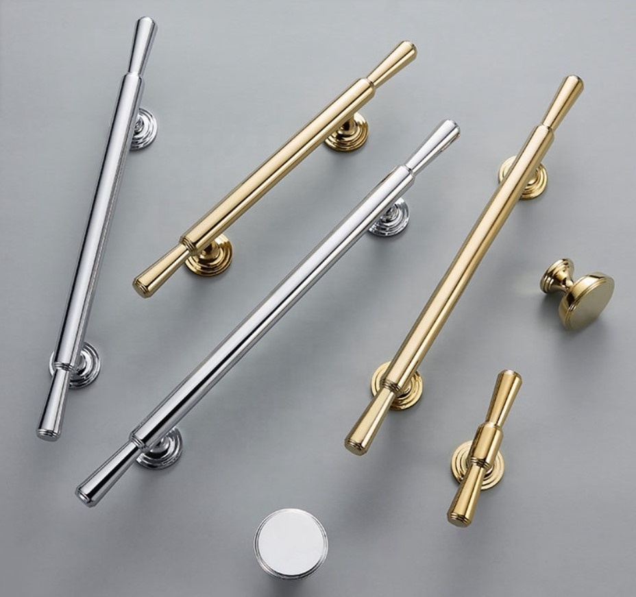 Hot sale Nordic American style copper chrome polished gold brushed kitchen handles brass cabinet pull drawer knob