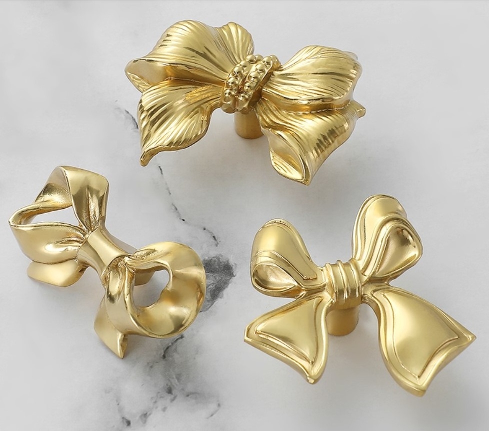 Hot sale creative bow cloud flower animal butterfly gold furniture handle cabinet brass knobs drawer pull