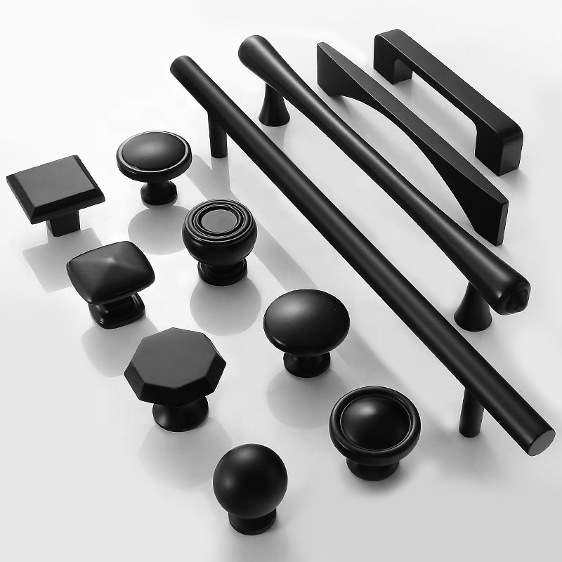 Hot sale brass matte black cabinet handles kitchen pull drawer knob