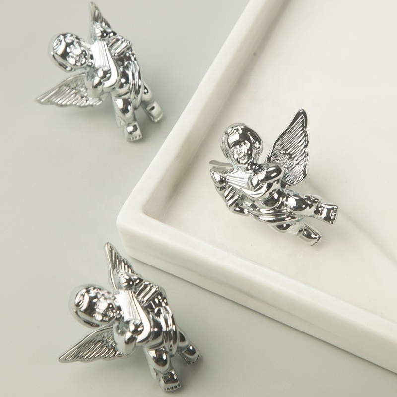 Hot sale dragonfly flower bow angel bee animal solid brass chrome cabinet handles silver pull drawer knob