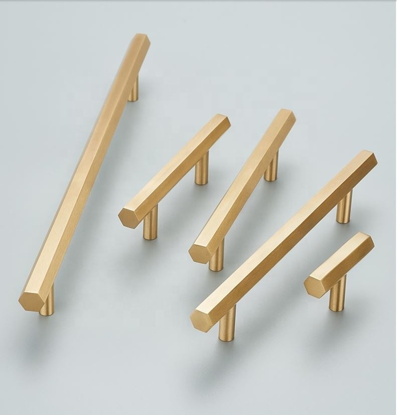 Hot sale furniture cupboard pull gold brass handle for cabinets