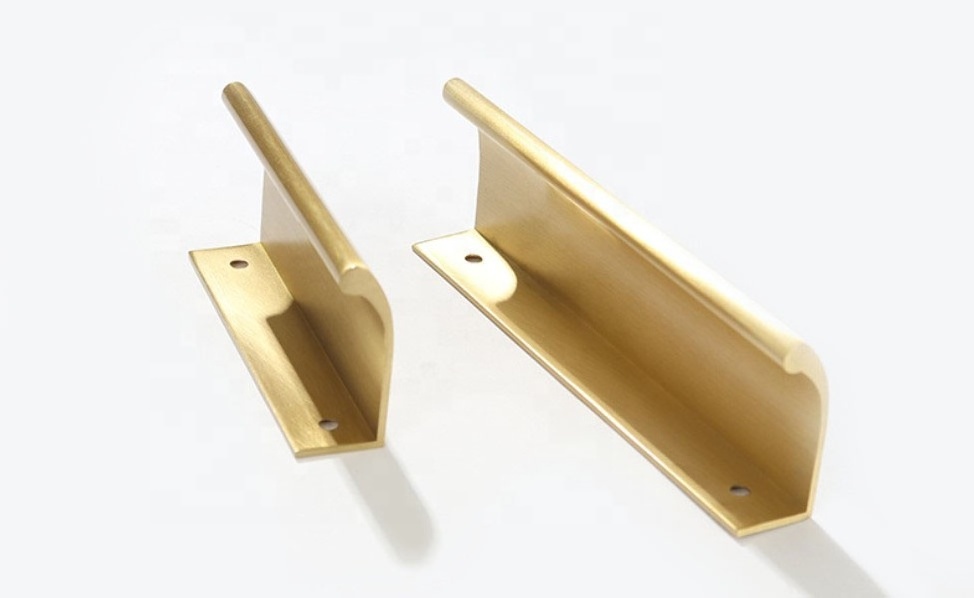 Hot sale hidden concealed long brass wardrobe handle  cabinet door drawer pull