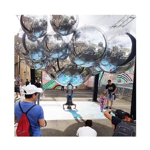 Hot Sale Colorful Balloon Giant Inflatable Mirror Balls 2m Metallic Spheres Large Siny PVC Mirror Ball