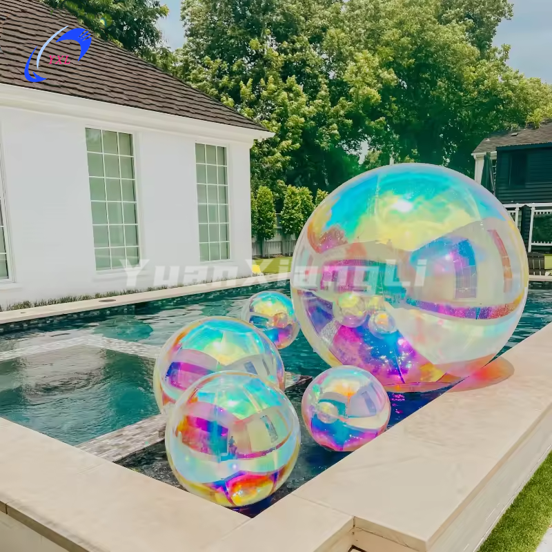 Customize Decorative big shiny inflatable balls hanging mirror ball 100cm giant balloons for ball pit