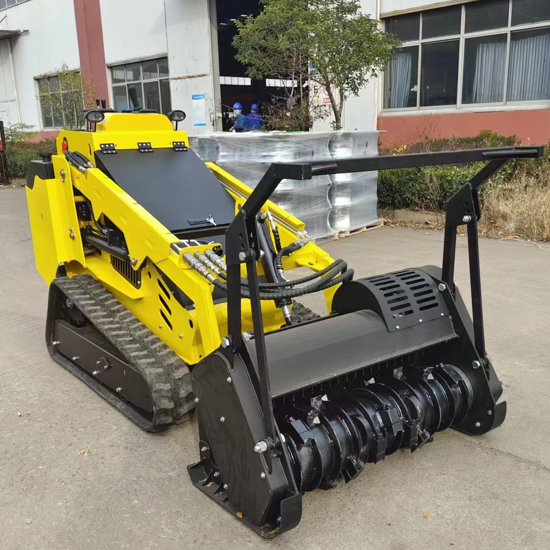 Walk behind mini tracked skid steer diesel small skid steer mini skid steer mulcher