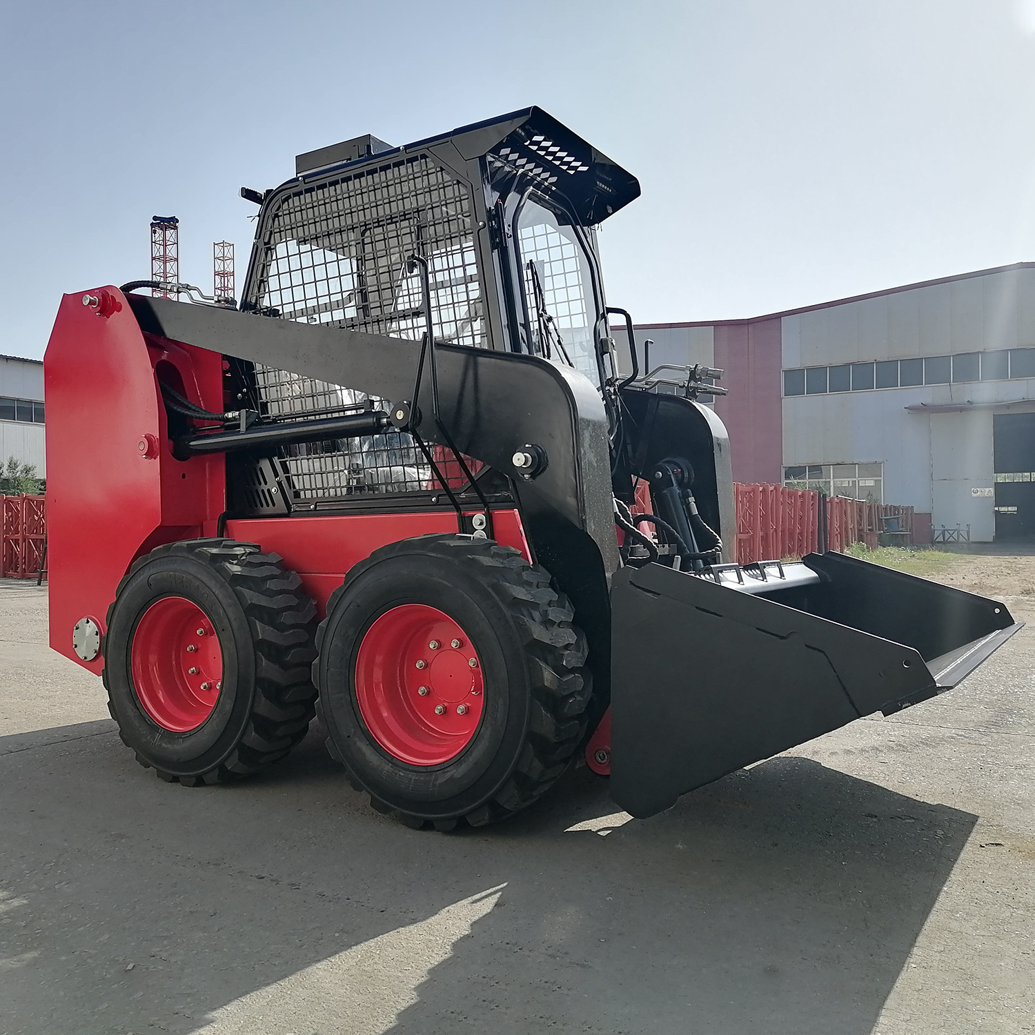 Solid skid steer tyre loader Chinese small track skid steer loader mulcher attachments optional