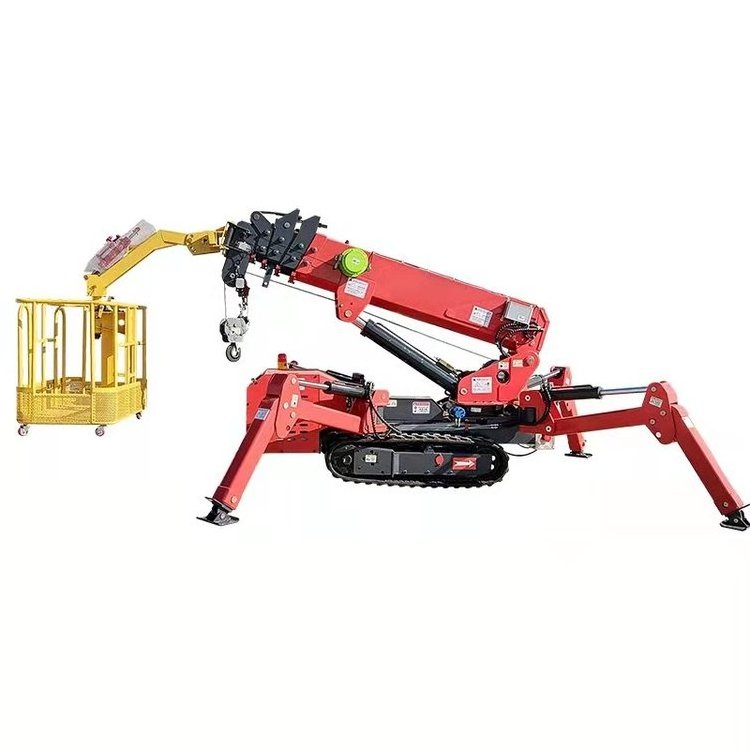 spider crawler crane 1 ton 3 ton 8 ton fly jib electric 1t knuckle boom spider crane with man basket