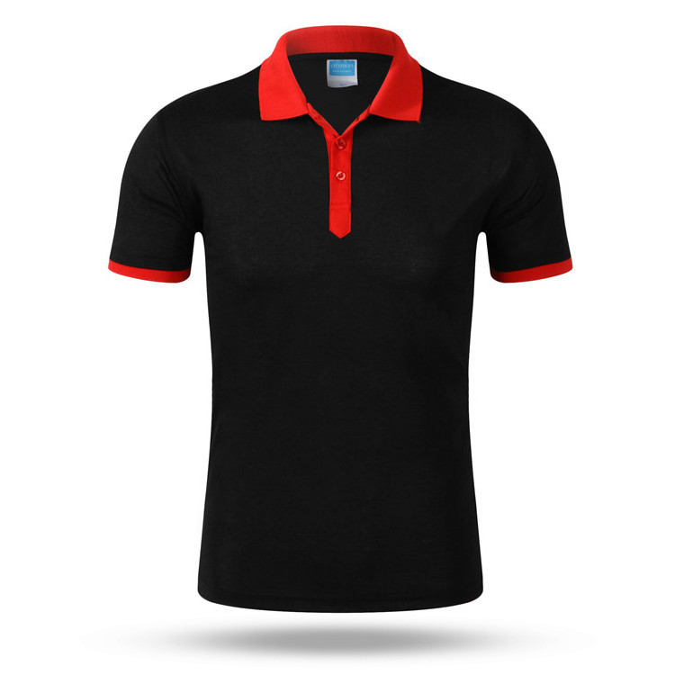 custom logo blank high quality 100% cotton golf polo dry sport fit shirt with collar black polo shirt red collar