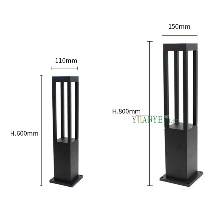 8W 10W 15w 18w 24w high quality customized aluminum ip65 decorative bollard outdoor led pillar light