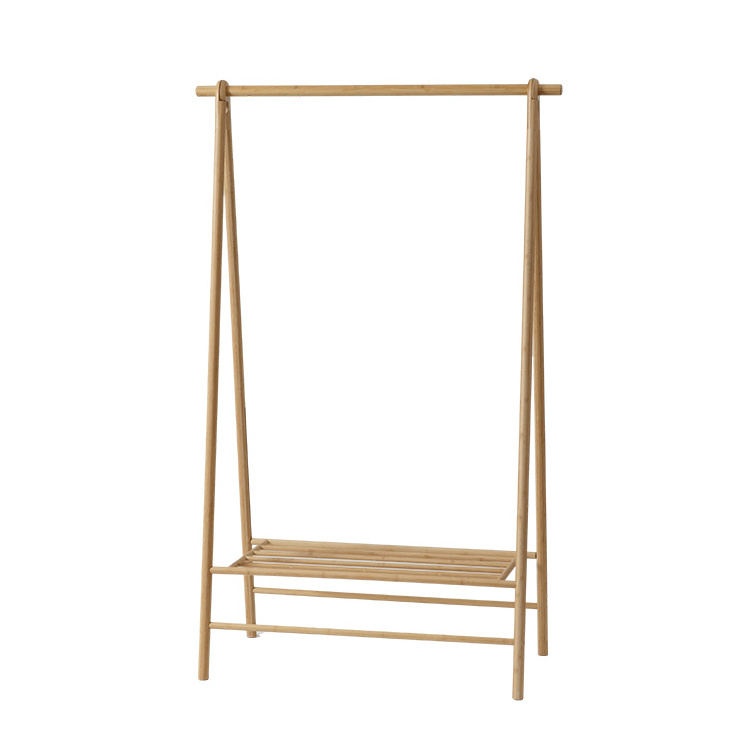 Factory Wholesale Bedroom Clothes Rack Hanging Multifunctional Bamboo Simple Coat Rack Bamboo floor standing clothes hanger