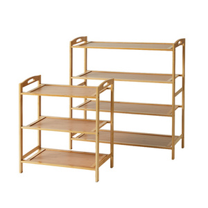 Hot Sale natural bamboo 4-tier foldable bamboo shoe rack Space Saving High Quality Shoe Rack Cabinet