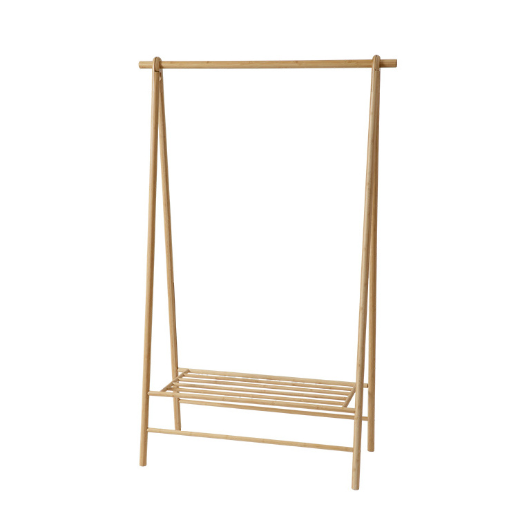 Hot Sale Bamboo Clothes Rack Custom High Quality clothes hanger rack stand Foldable design Bamboo floor standing clothes hanger