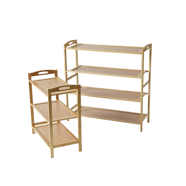 Hot Sale natural bamboo 4-tier foldable bamboo shoe rack Space Saving High Quality Shoe Rack Cabinet