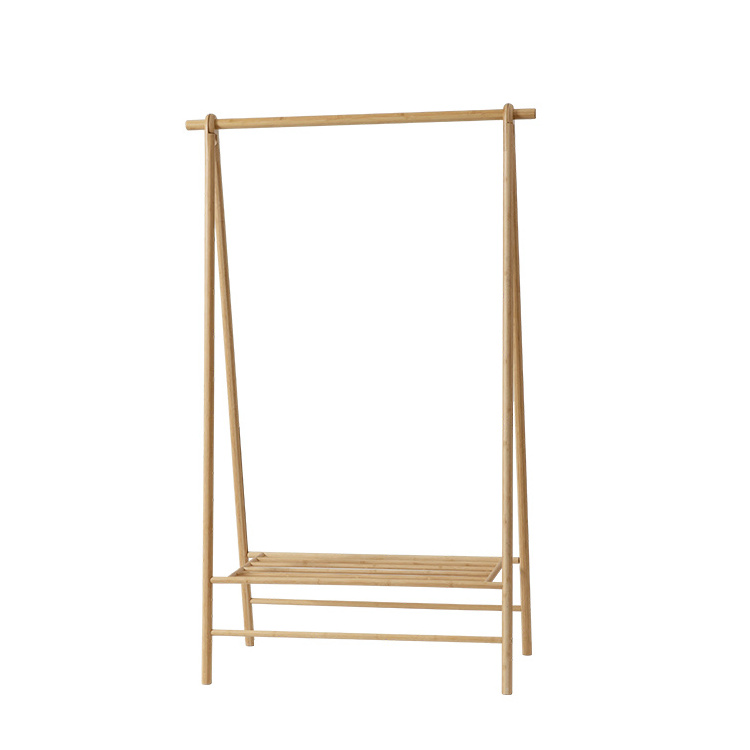 Hot Sale Bamboo Clothes Rack Custom High Quality clothes hanger rack stand Foldable design Bamboo floor standing clothes hanger