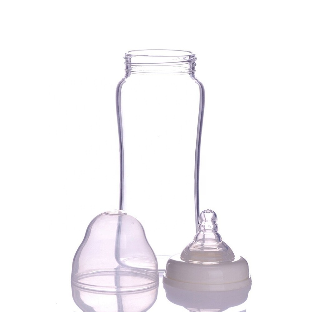 Manufacture High Quality 240ml/8oz Wide Neck Borosilicate Baby Glass Feeding Bottle With Silicone Nipple