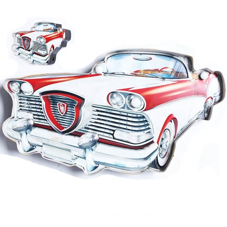 Best selling Forged Metal Crafts 3d Car Tin Home Decor Items Wall Hanging Art Decorative Living Room Children's Room