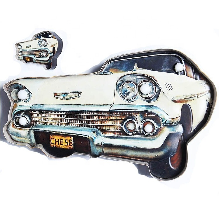 Best selling Forged Metal Crafts 3d Car Tin Home Decor Items Wall Hanging Art Decorative Living Room Children's Room