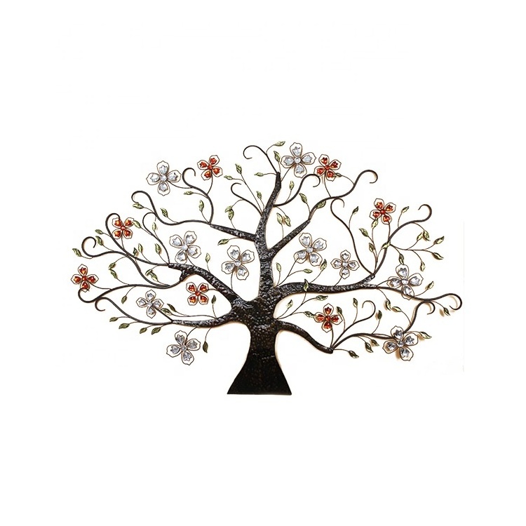 Factory Direct Outdoor Large Wrought Iron Metal Iron Hanging Wall Art Metal Tree Decorated Living Room