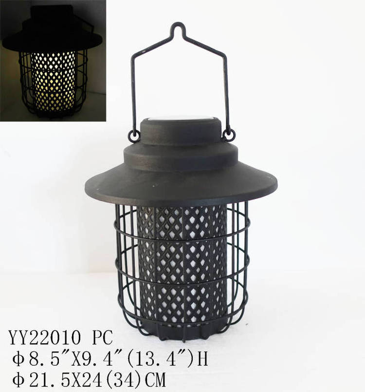 Home Garden Outdoor and Bedroom Rustic Etching Solar light LED Lantern House Decoration Metal  LED light  Lantern with handle