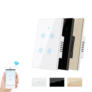 Wholesale Tuya Zigbee Smart Us 4 Gang Wall Touch Switches Wireless Remote Control Compatible Alexa Google Home Light Switch