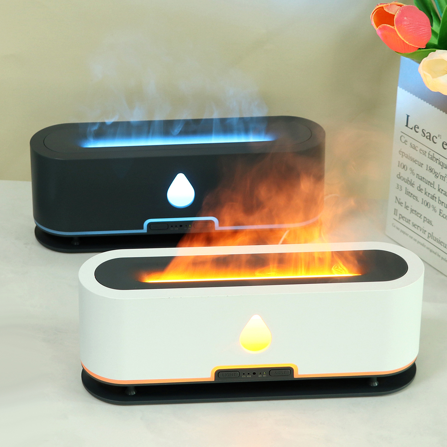 Popular Ultrasonic Flame Aroma Diffuser Atmosphere Lamp Essential Oil Fragrance Machine Desktop cool Humidifier Scent Dispenser