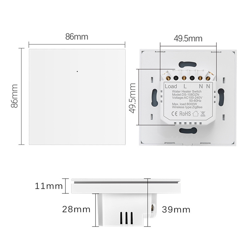 new arrival in stock 20A 40A 4000W 8000W EU UK standard Boiler zigbee Wifi push button Water Heater Smart Switch