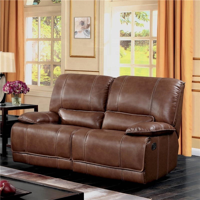 Hot selling comfortable lazy boy Top grain leather double recliner sofa