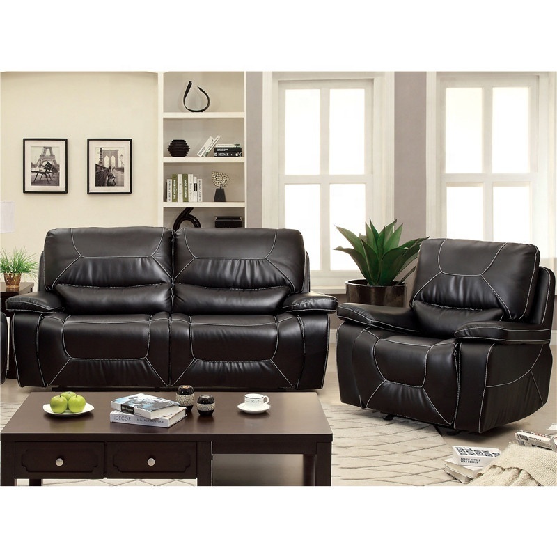 Luxury Red Leather modern living room furniture double recliner sofa set