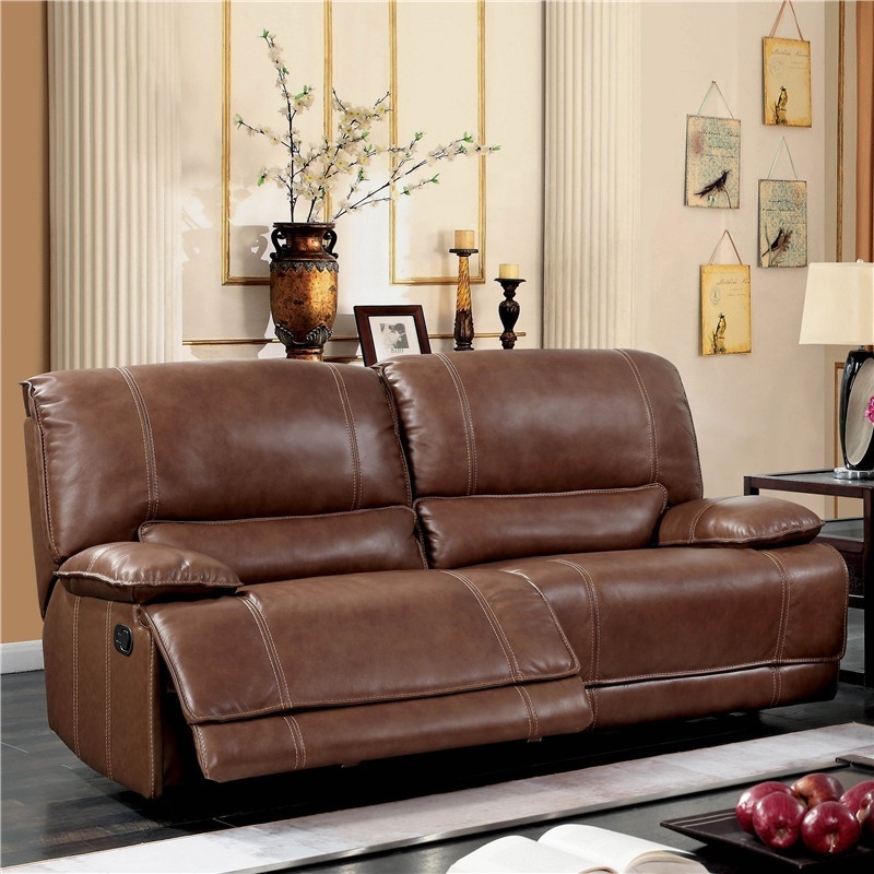 Hot selling comfortable lazy boy Top grain leather double recliner sofa