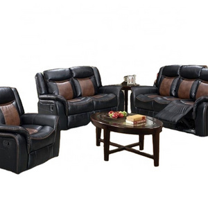 Comfortable American style classic Living room leather home theater recliner sofa with console drawn table