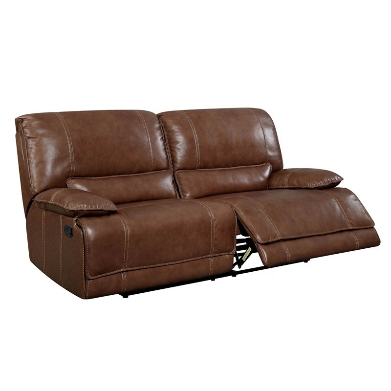 Hot selling comfortable lazy boy Top grain leather double recliner sofa