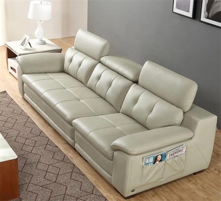 Luxury germany wooden leather living room sofa with adjustable headrest