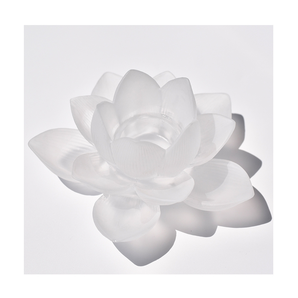 White Lotus Flower Candle Holder Glass Lotus Flower Tealight Candle Holder