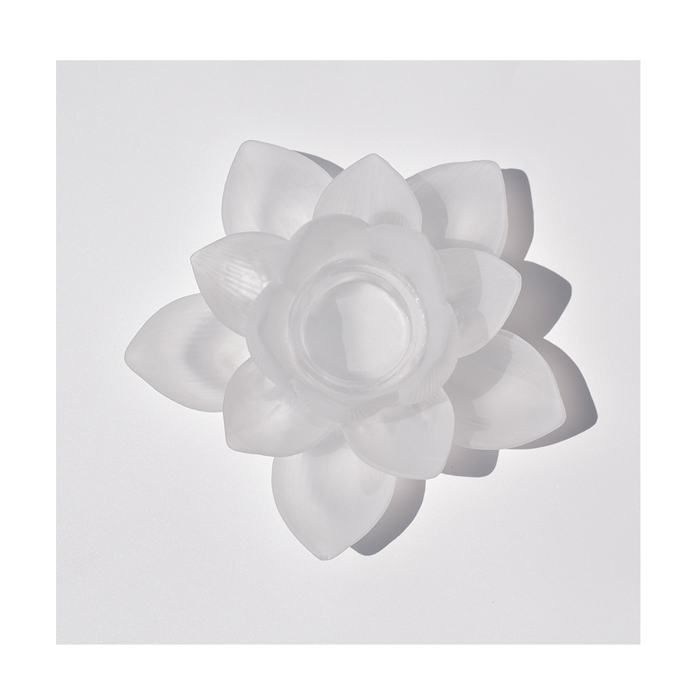 White Lotus Flower Candle Holder Glass Lotus Flower Tealight Candle Holder