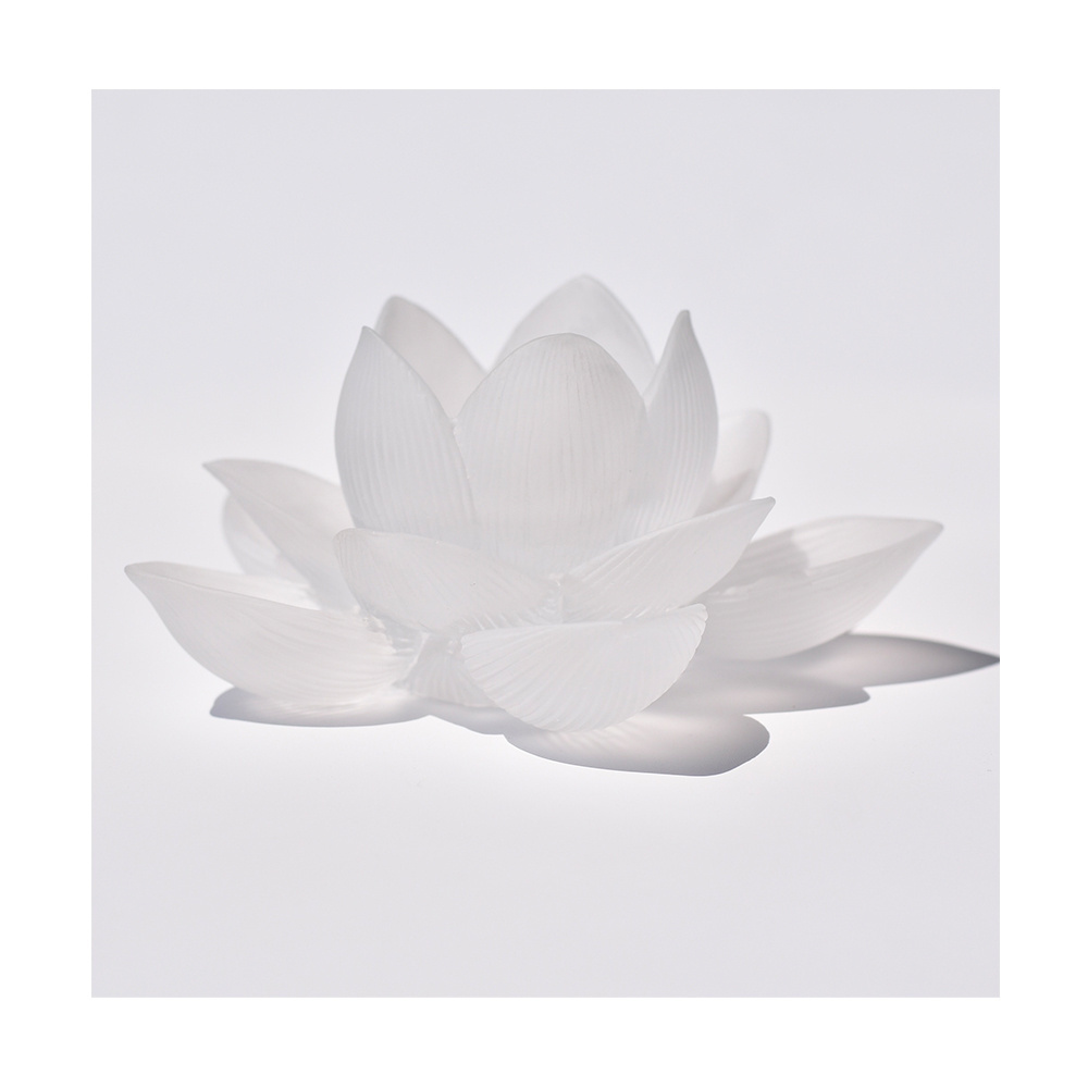 White Lotus Flower Candle Holder Glass Lotus Flower Tealight Candle Holder