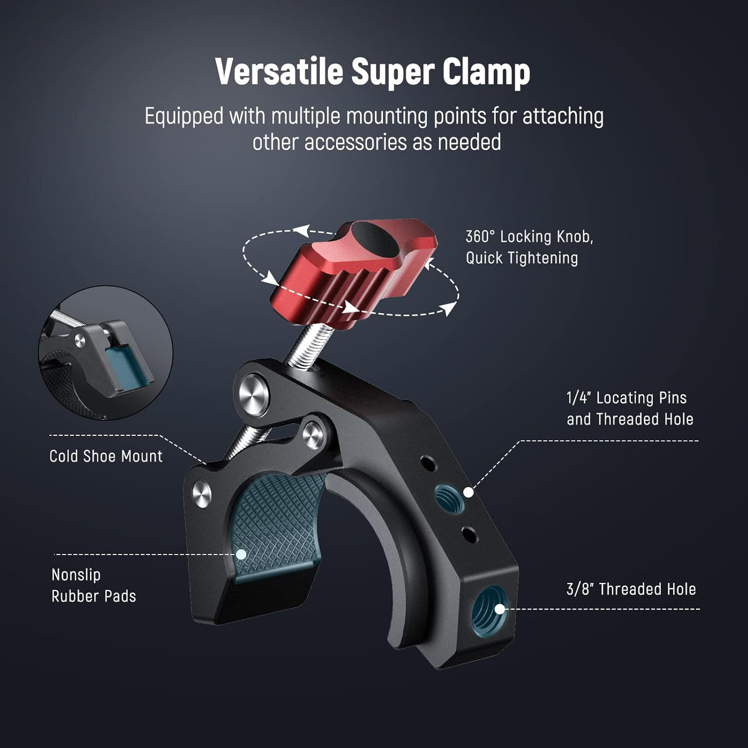 Big Super Clamp Studio Multi-function Strong Clip with 1/4