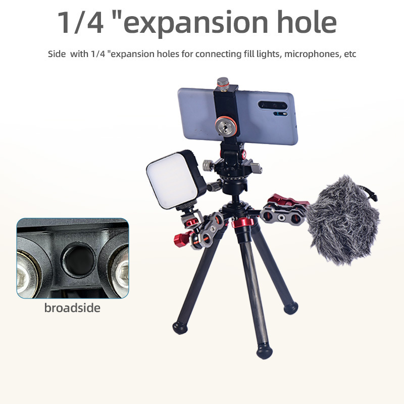 Custom Brand Carbon Fiber Tablet Tripod Stand Angle Adjustable 1/4