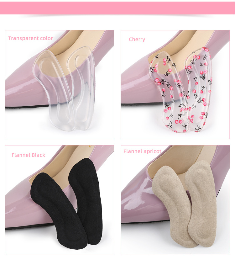 Insert Heels Silicon Pads High Protector Woman Shoe Pad Heel Design Foot Gel Forefoot Anti-slip Cushion Shoe Grips