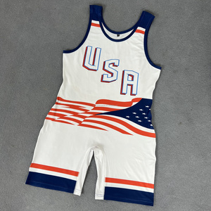 custom made  USA sublimation printing youth wrestling singlet