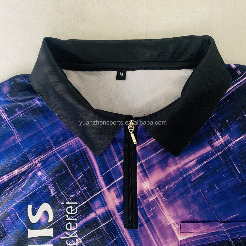 new design sublimation printing dart zip polo shirt